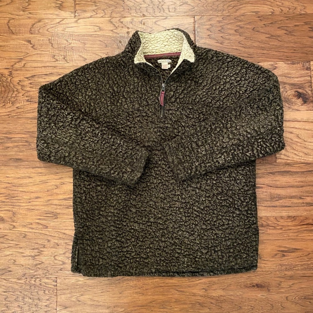 Carbon 2 Cobalt Sherpa Fleece Quarter Zip Mens Medium Brown Pullover Sweater